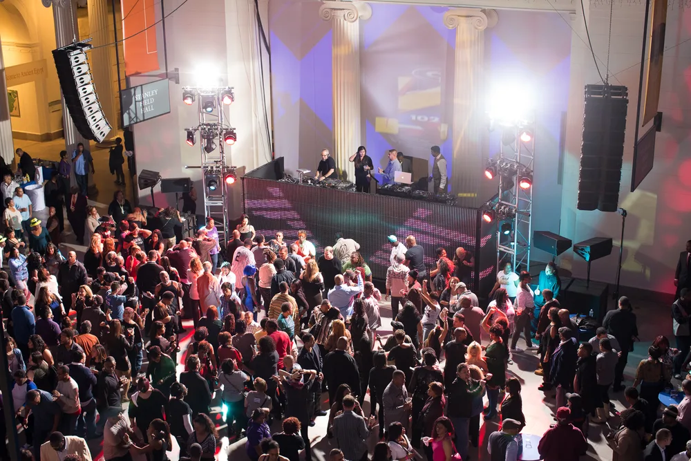 Wedding party on a packed dance floor
