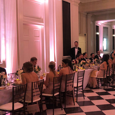 Elegant reception with pink uplighting