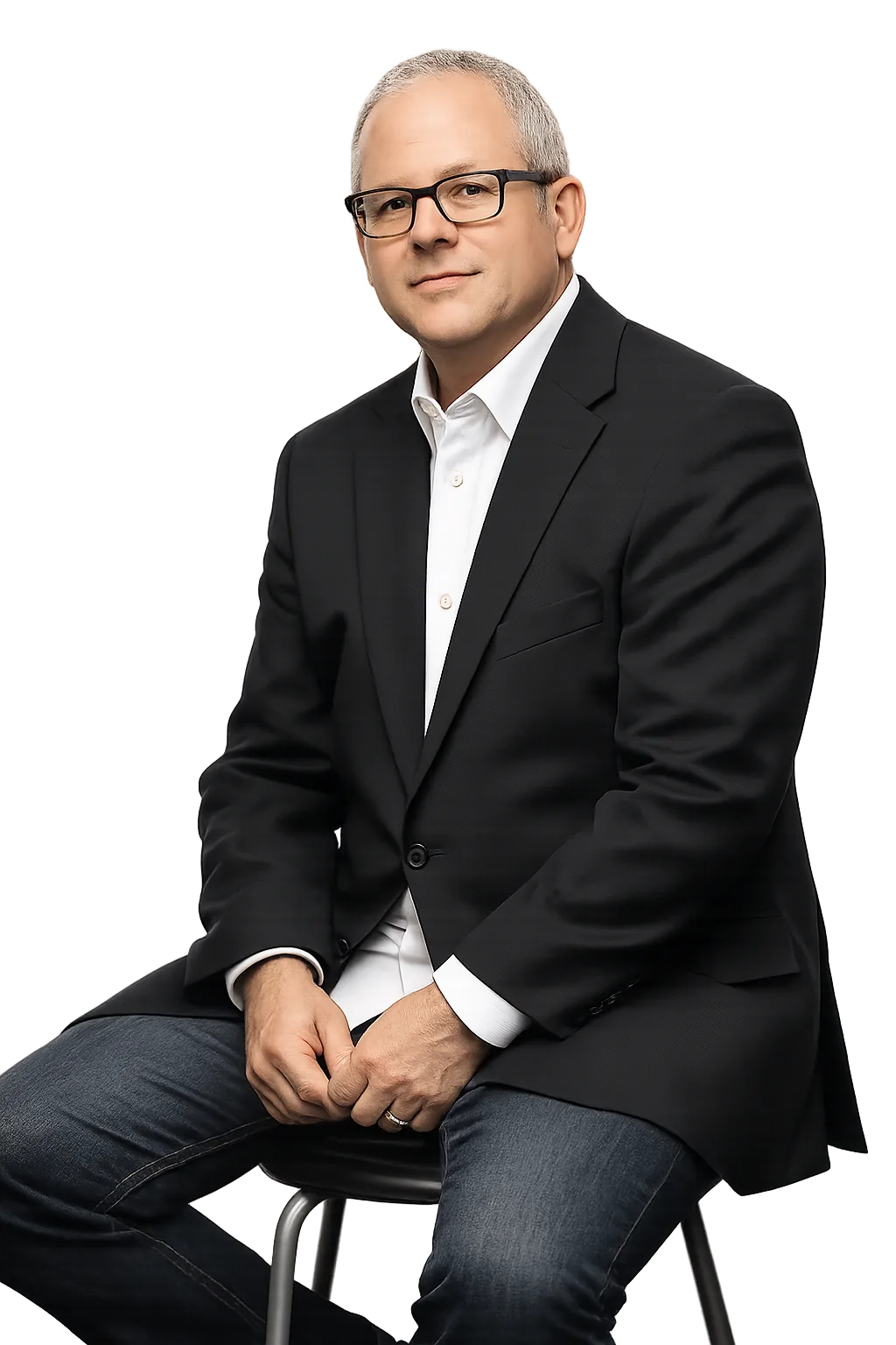 Portrait of Scott Smokin' Silz seated in a black blazer